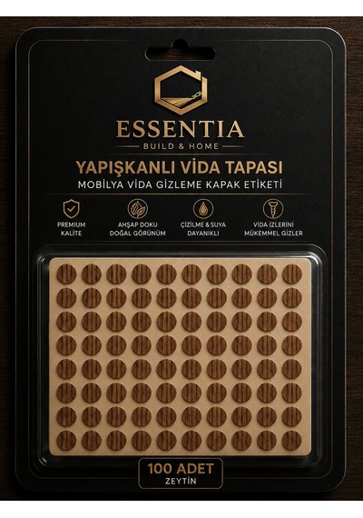 Yapışkanlı Vida Tapası Zeytin Mobilya Vida Gizleme Kapak Etiketi 100 Adet Çoklu Renk