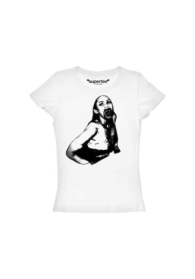Startmore Megan Fox Baskılı Baby Tee T-shirt Beyaz