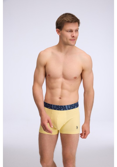 U.S. Polo Assn. Erkek Lacivert - Saks - Sarı 3 Lü Boxer Lacivert