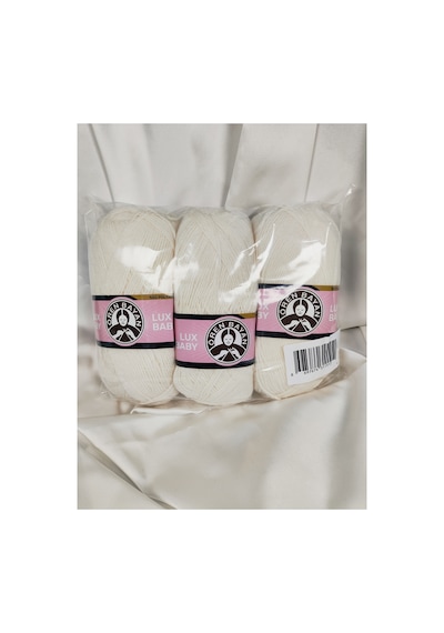 Lux Baby Ekru El Örgü İpi Art No:3010 - Nm:3.4 - 100gr. 340mt. 3 Adet - Renk: 004