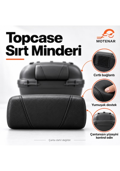 Motenar Topcase Çanta Sırt Dayama Minderi Cırtlı Siyah