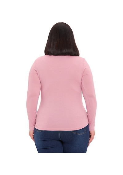 Disentis Büyük Beden U Yaka Uzun Kollu Viskon Pembe Body Pembe