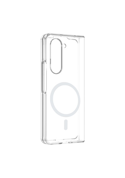 Samsung Galaxy Uyumlu Z Fold 5 Kılıf Darbe Emici İnce Korumalı M-safe Şarj Özellikli Pürüzsüz Şeffaf Sert Pc Kapak Şeffaf