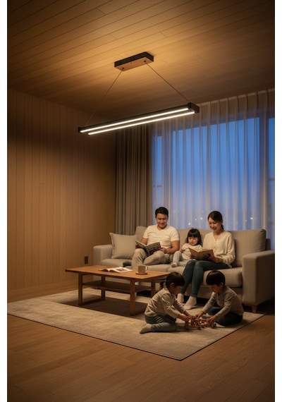Vega Gold Lineer Led Sarkıt Avize Kumandalı Dim Edilebilir Aşağı Işık Sarı Işık