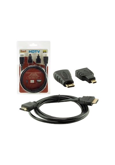 Hdmi Kablo 1.5 Metre 3'lü Set Powermaster Micro Hdmi Hdmi Mini Hd