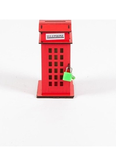 Ahşap Kumbara London Telefon Kulübesi 16 Cm