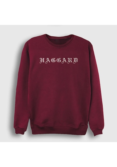 Presmono Unisex Logo Haggard Sweatshirt Bordo