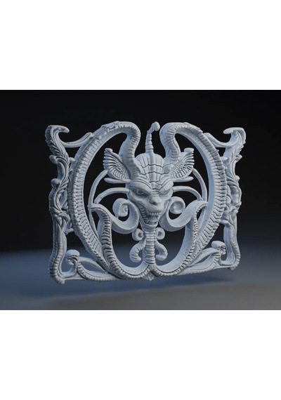 Zarif Dragon Desenli Dekoratif Panel - 21x16 Cm Pla Malzeme 21 X 17