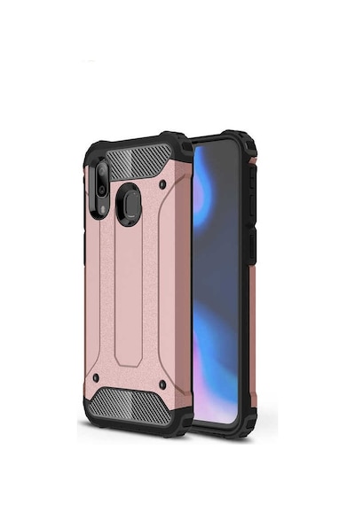 Noktaks - Samsung Galaxy Uyumlu A40 - Kılıf Çift Katman Zırh Tank Crash Military Kapak - Rose Gold