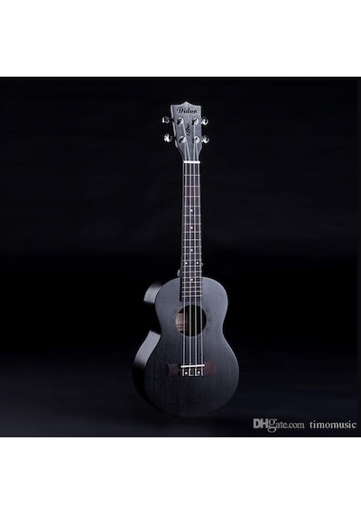 Masif Maun Ağaç Siyah Renk Tenör Boy Profesyonel Ukulele Gitar