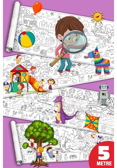 Saklı Nesneler Hidden Object Dev Boyama Kağıdı Boyama Rulosu Büyük Boy 5 Metre - 808525469