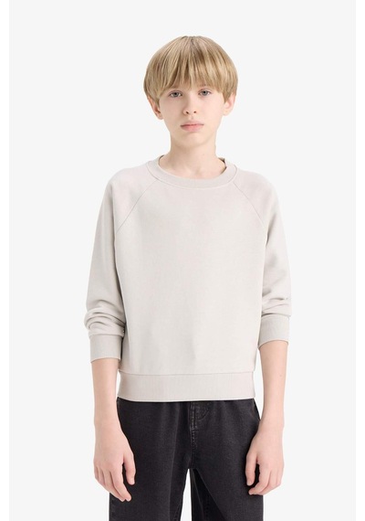 Defacto Erkek Çocuk Bisiklet Yaka Basic Düz Sweatshirt E8415a825augr94 Gri