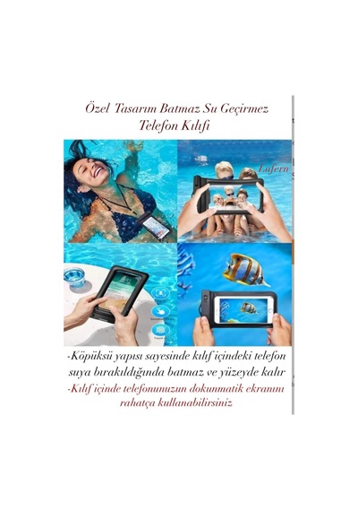 Özel Tasarım Batmaz Su Geçirmez Telefon Kılıfı Dalış Yüzme Plaj Kamp Su Sporları Boyun Askısı