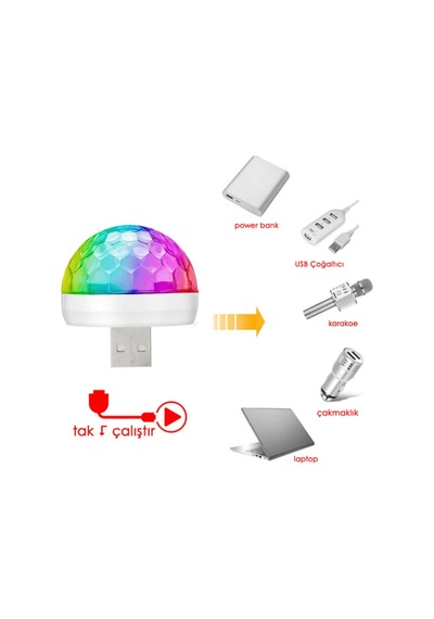 Sese Duyarlı Mini Disko Topu Usb Telefon Mikrofon Uyumlu Parti Led