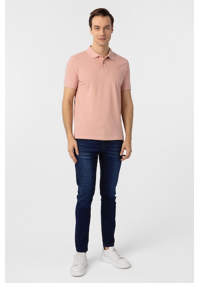 Süvari Gül Kurusu Slim Fit Düz Polo Yaka Tişört Gul Kurusu