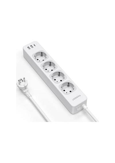 4 Yollu Çoklu Priz, 2 Metre, Anahtarlı Ve Usb Girişi İle 0