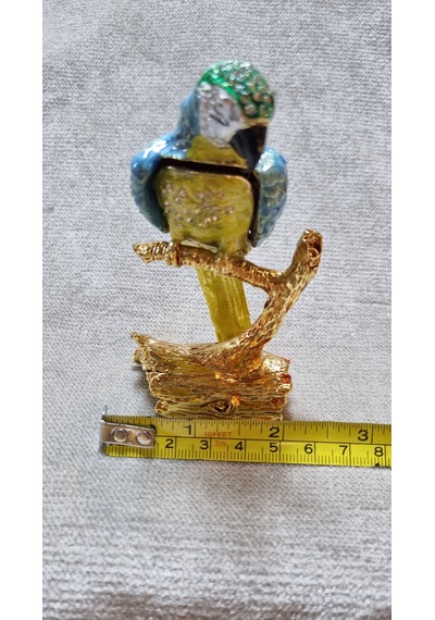 Zirkon Taşlı Emaye Papağan Kutu Biblo 001