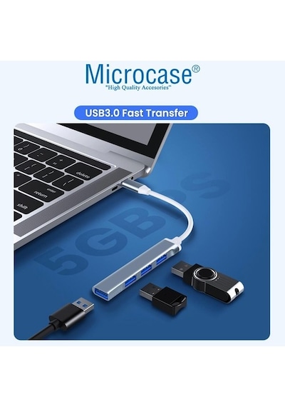 Microcase Type-C To Usb 3.0 4 Port Çoklayıcı Hub Aluminyum Slim K