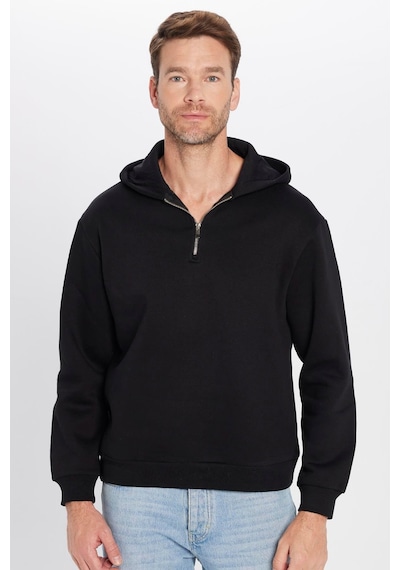 Tudors Unisex Relax Fit Rahat Kesim Pamuklu İçi Polarlı Yarım Fermuarlı Siyah Kapüşonlu Sweatshirt-32459 Siyah Tudors Unisex Relax Fit Rahat Kesim Pamuklu İçi Polarlı Yarım Fermuarlı Siyah Kapüşonlu Sweatshirt-32459 Siyah