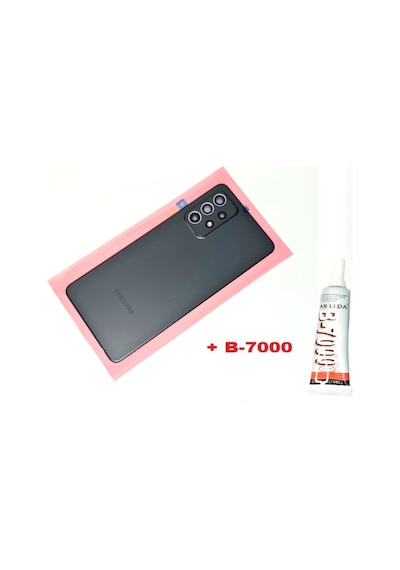 Samsung Galaxy Uyumlu A52 A525 Arka Pil Batarya Kapağı Full Kamera Lensli+b-7000 Siyah İnd21635
