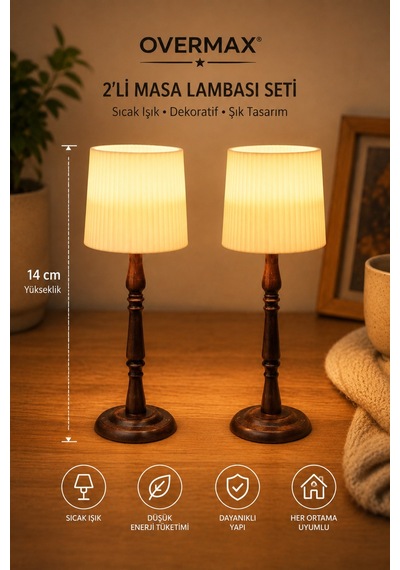 İkili Mini Masa Lambası 14 Cm Led Tealight Uyumlu Ahşap Görünümlü Gece Lambası Sıcak Ortam Aydınlatması 2'li Set - 896939036 İkili Mini Masa Lambası 14 Cm Led Tealight Uyumlu Ahşap Görünümlü Gece Lambası Sıcak Ortam Aydınlatması 2'li Set - 896939036