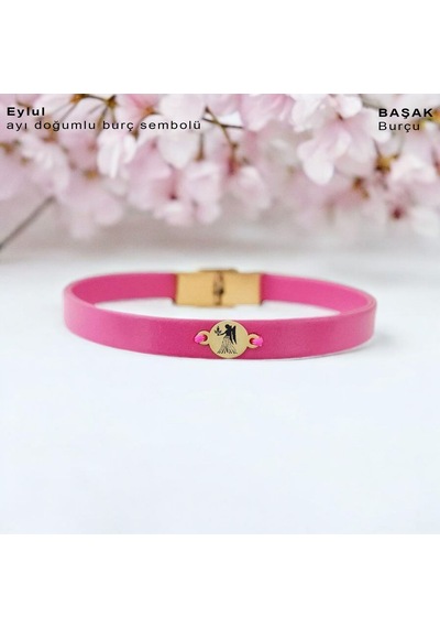 Archin Başak Burçlarına 14 Ayar Altın Plakalı Yuvarlak Motifli Pembe Derili Hediye Bileklik-394burç Başak Archin Başak Burçlarına 14 Ayar Altın Plakalı Yuvarlak Motifli Pembe Derili Hediye Bileklik-394burç Başak