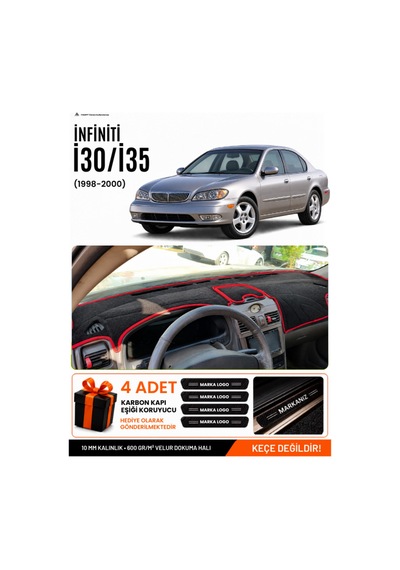 Infınıtı İ30-i35 1998-2000 Uyumlu Torpido Örtüsü, Torpido Kılıfı - Siyah Kırmızı