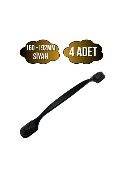 Eymen Lüx Siyah Metal Dolap Kulpu Mobilya Ve Mutfak Dolap Kulpu Siyah 160-192mm 4 Adet Siyah