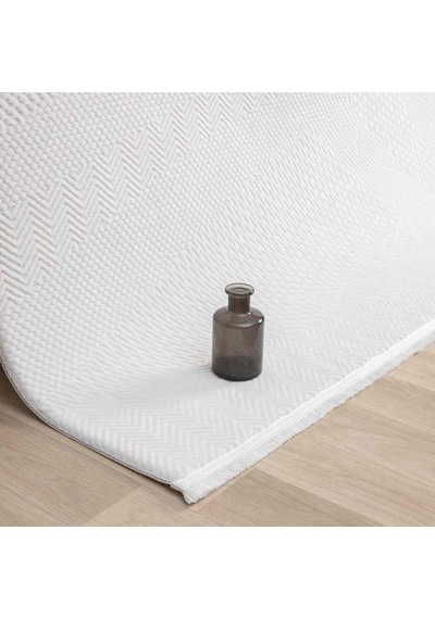 Krem Ton Sür Ton Kabartmalı Modern Halı - Mk0556krl