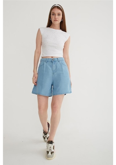 Fashion Friends Kadın Denim Şort 25y0383k1 Mavi