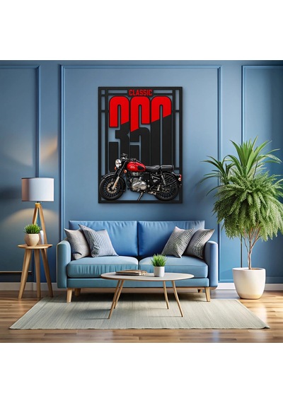 Klasik Kırmızı Motosiklet - Metal Tablo - Dec0314 58 X 80 Cm Çok Renkli