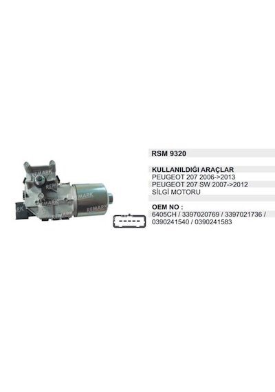 Peugeot 207 2006 - 2013 Ön Cam Silecek Motoru