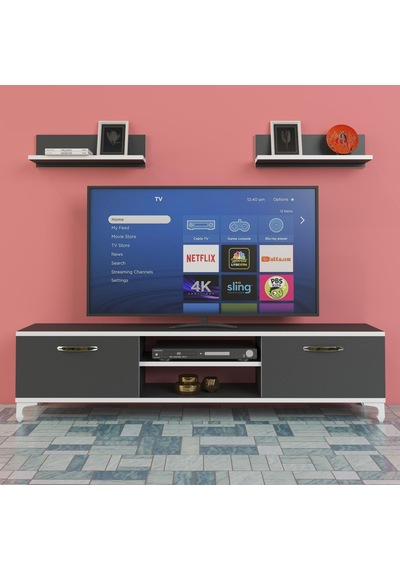 Kenzlife televizyon sehpası berlin 150 gri tv ünitesi raflı
