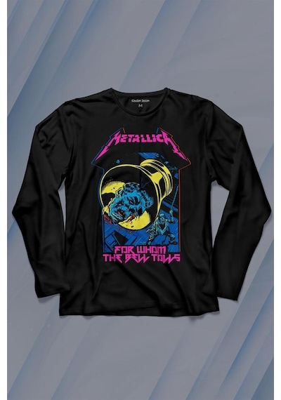 Metallica For Whom The Bell Tolls New Yeni Rock Metal Müzik Uzun Kollu Tişört Baskılı T-shirt 001