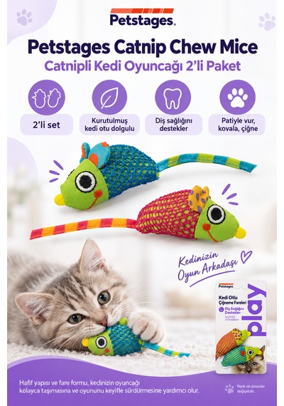 Petstages Catnip Chew Mice Catnipli Kedi Oyuncağı 2'li Paket
