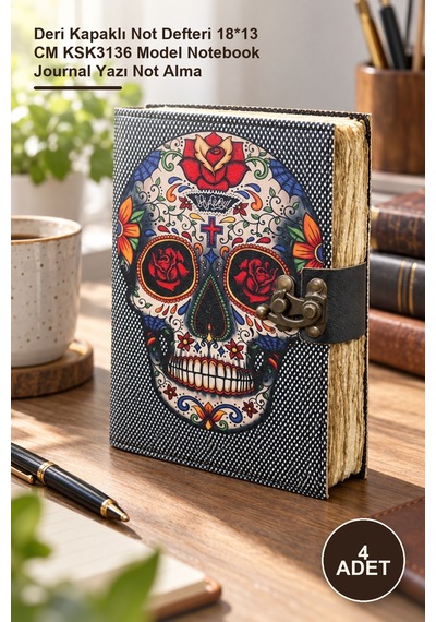 4 Adet Deri Defter Deri Kapaklı Not Defteri 18 13 Cm Ksk3136 Model Notebook Journal Yazı Not Alma Altın