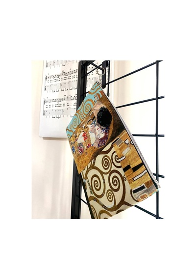 Herşey Nota Gustav Klimt The Kiss Tablosu Clutch Portföy Çanta Çok Renkli