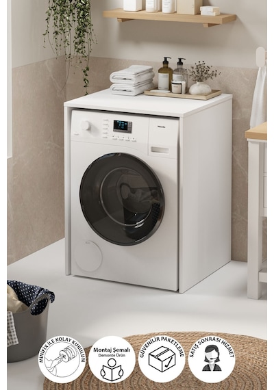 Çamaşır Makinası Dolabı Kurutma Makinası Dolabı Banyo Dolabı Pınar Beyaz Beyaz