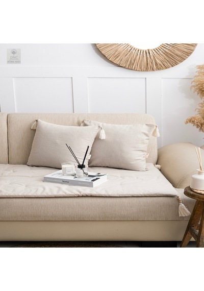 Premium Krem Keten Evcil Hayvan Dostu Koltuk Pedi 80x180 Krem