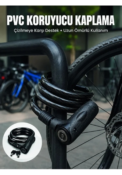 24 Mm Kalın Çelik Halat İle Motosiklet Ve Bisikletiniz İçin Güçlü Güvenlik Siyah