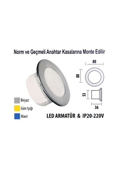 Led Armatür Krd08 Ip20 - 220v Beyaz Işık Antrasit
