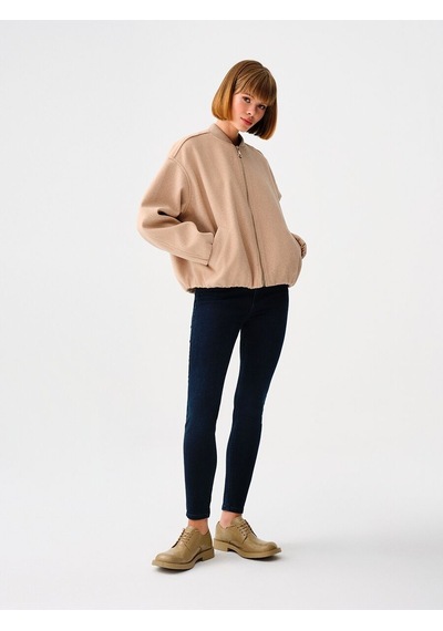 Loose Fit Kadın Mont Bej