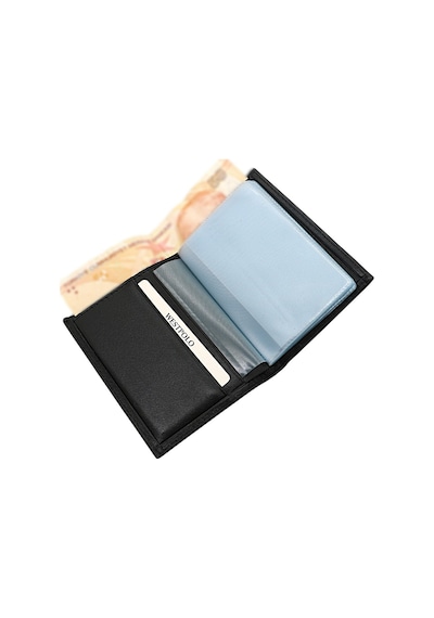 Westpolo Hakiki Deri Kağıt Para Ve Bol Şeffaf Kart Bölmeli Unisex Kartlık - 616 Siyah