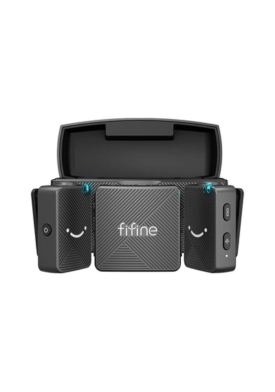 Fifine M9 Kablosuz Yaka Mikrofon Seti - 2 Kişilik Mikrofon Kamera Seti