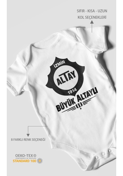 Morivokids Büyük Altaylı Altayspor Kısa Kollu Bebek Body %100 Pamuk Beyaz