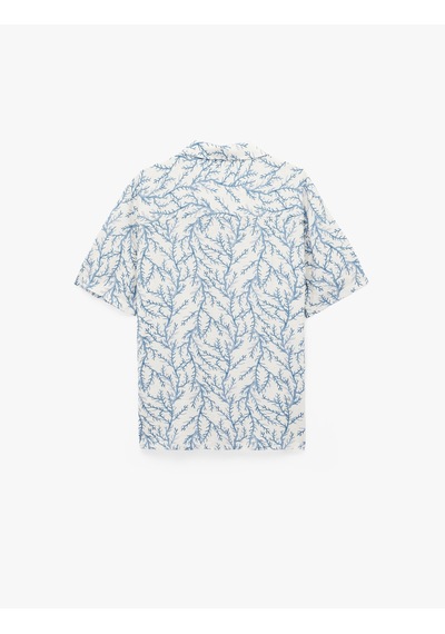 Koton Regular Fit Kısa Kollu Devrik Yaka Desenli Gömlek Mavi Desenli 6sam60048hw