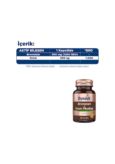 Dynavit Bromelain Krom Pikolinat 60 Kapsül