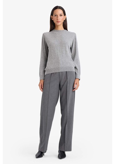 Defacto Straight Fit Yüksek Bel Düz Paça Twill Pantolon G8068ax26spar12 Antrasit-ar12