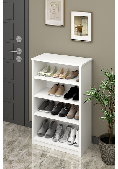Asra Trend 4 Katlı Açık Raflı Ayakkabılık A-31 %100 MDF Modern Bot Uyumlu Düzenleyici Beyaz Asra Trend 4 Katlı Açık Raflı Ayakkabılık A-31 %100 MDF Modern Bot Uyumlu Düzenleyici Beyaz