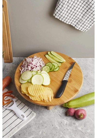 Prestij Bambu Ayaklı Kesme & Sunum Tahtası 30 Cm Renkli
